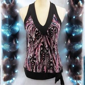 Vintage Y2K Goth Fairy Babydoll Disco Watercolor Halter Tank Size L